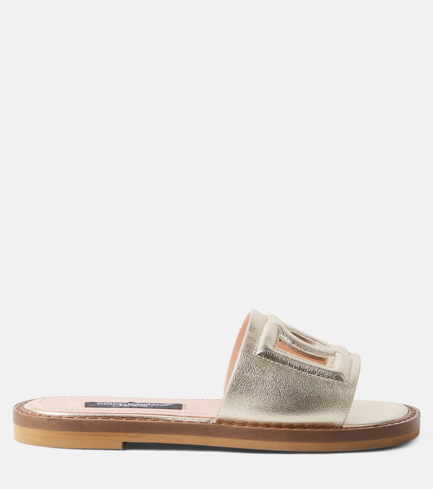 DG metallic leather slides