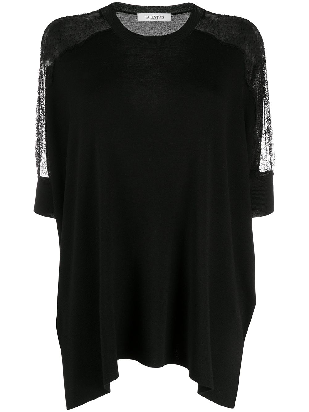 Valentino Garavani lace panel detail knitted top - Black