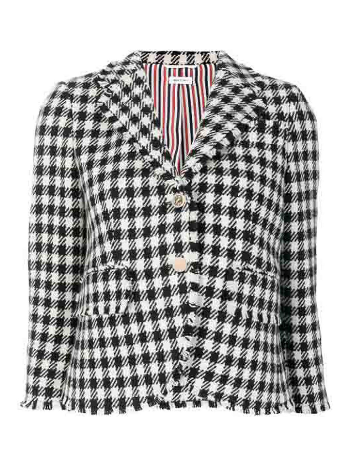 Jacket check black white