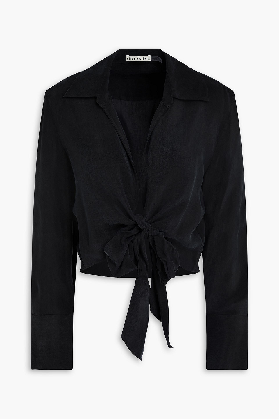 Alice Olivia - Hannon washed-cupro shirt - Black - L