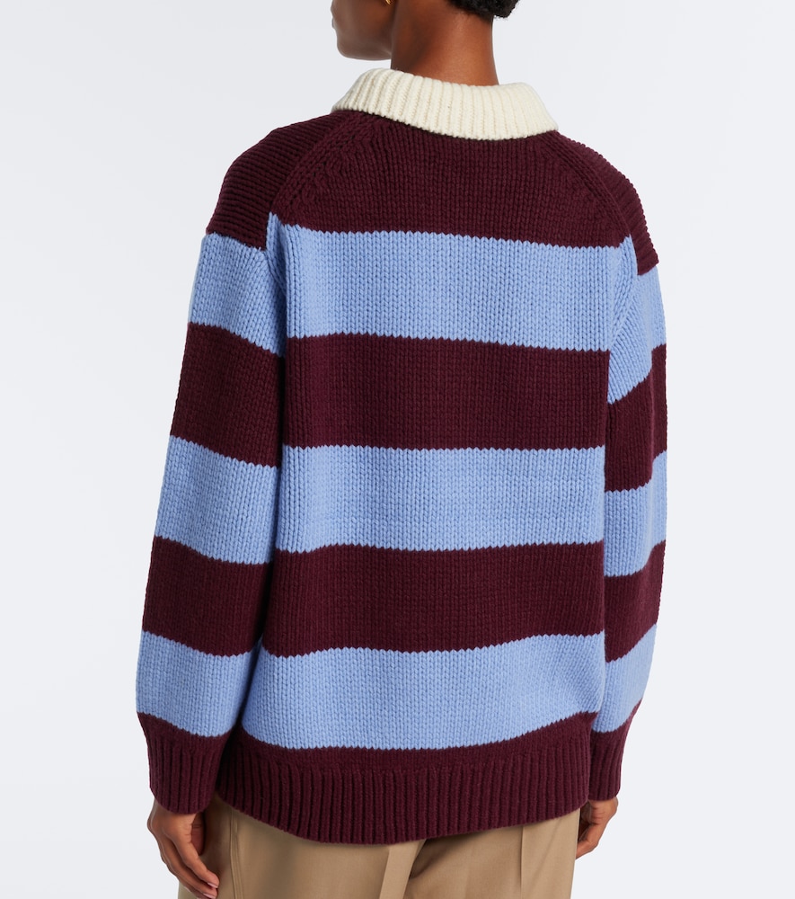 Striped wool-blend polo sweater