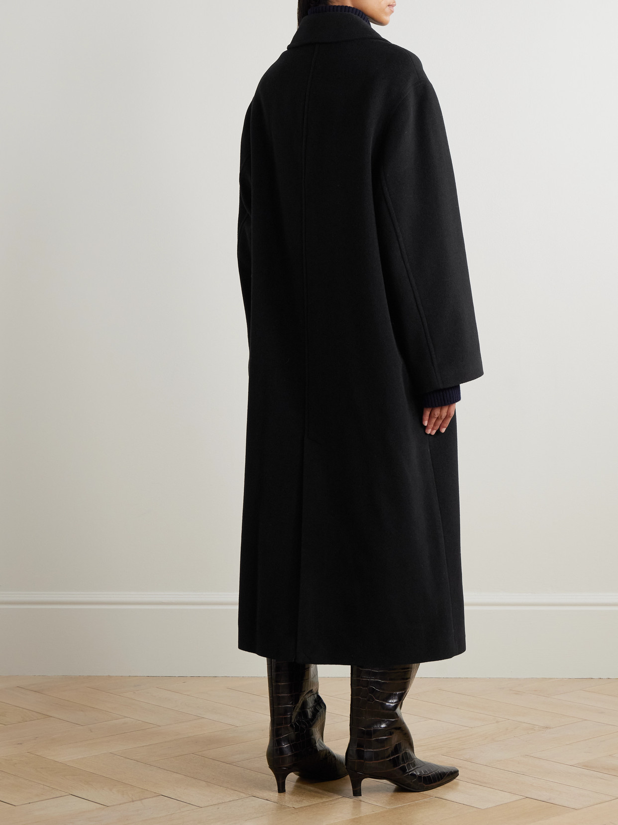 Shield Oversized Double-breasted Wool-blend Coat - Black
