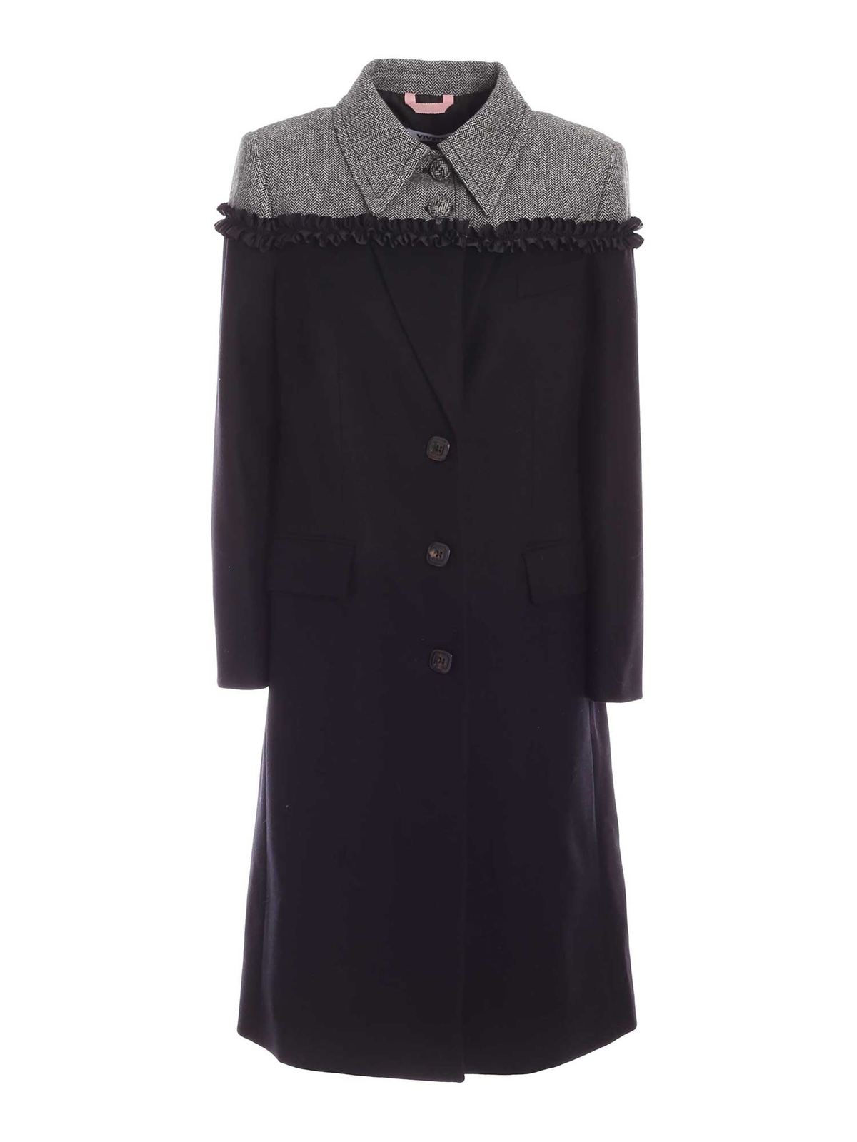 Herringbone detailed coat in black