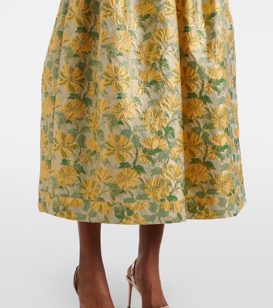 Floral lamé jacquard gown