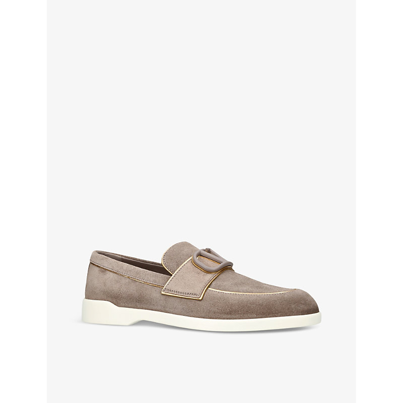 Womens Taupe Leisure Flows Panelled Suede Loafers