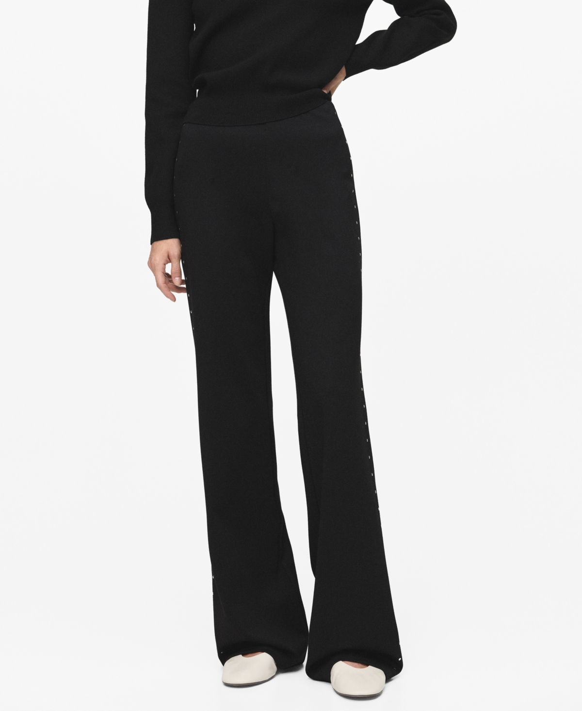 Women's Straight Strass Leggings - Black