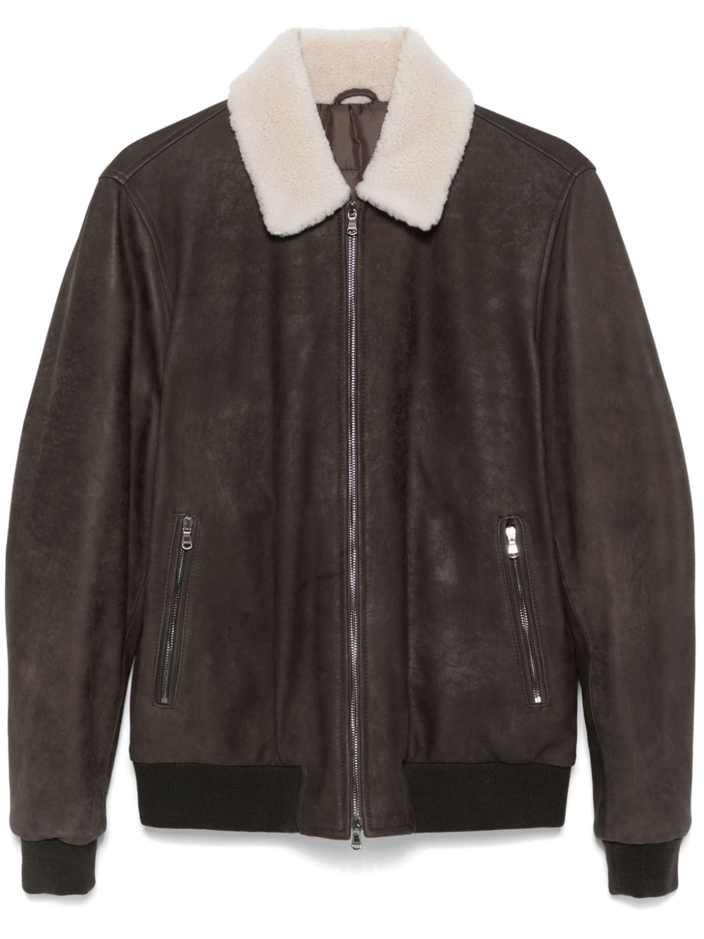 Leather bomber jacket - Brown