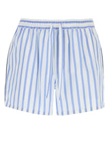 Striped Cotton-Silk Bermuda — Blue