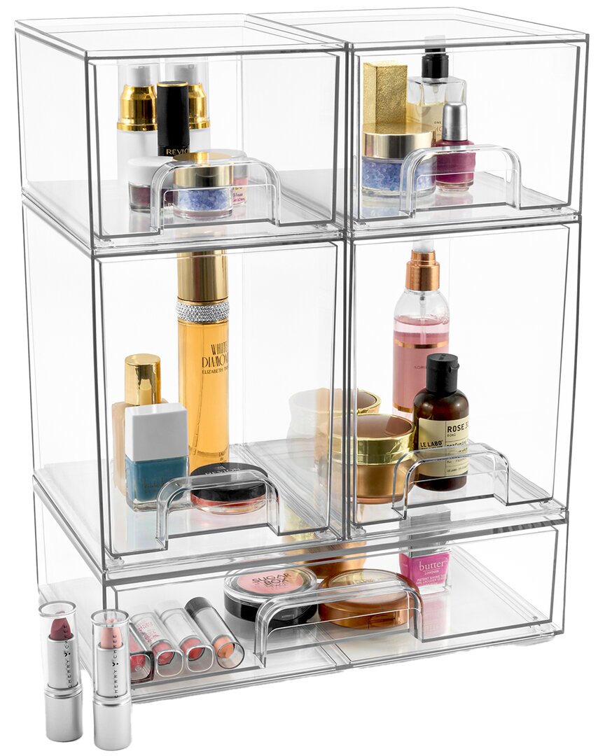 Set of 5 Acrylic Makeup Pull-Out Storage Containers