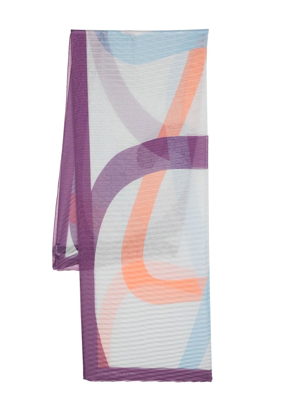 Abstract-print pleated long scarf - Neutrals