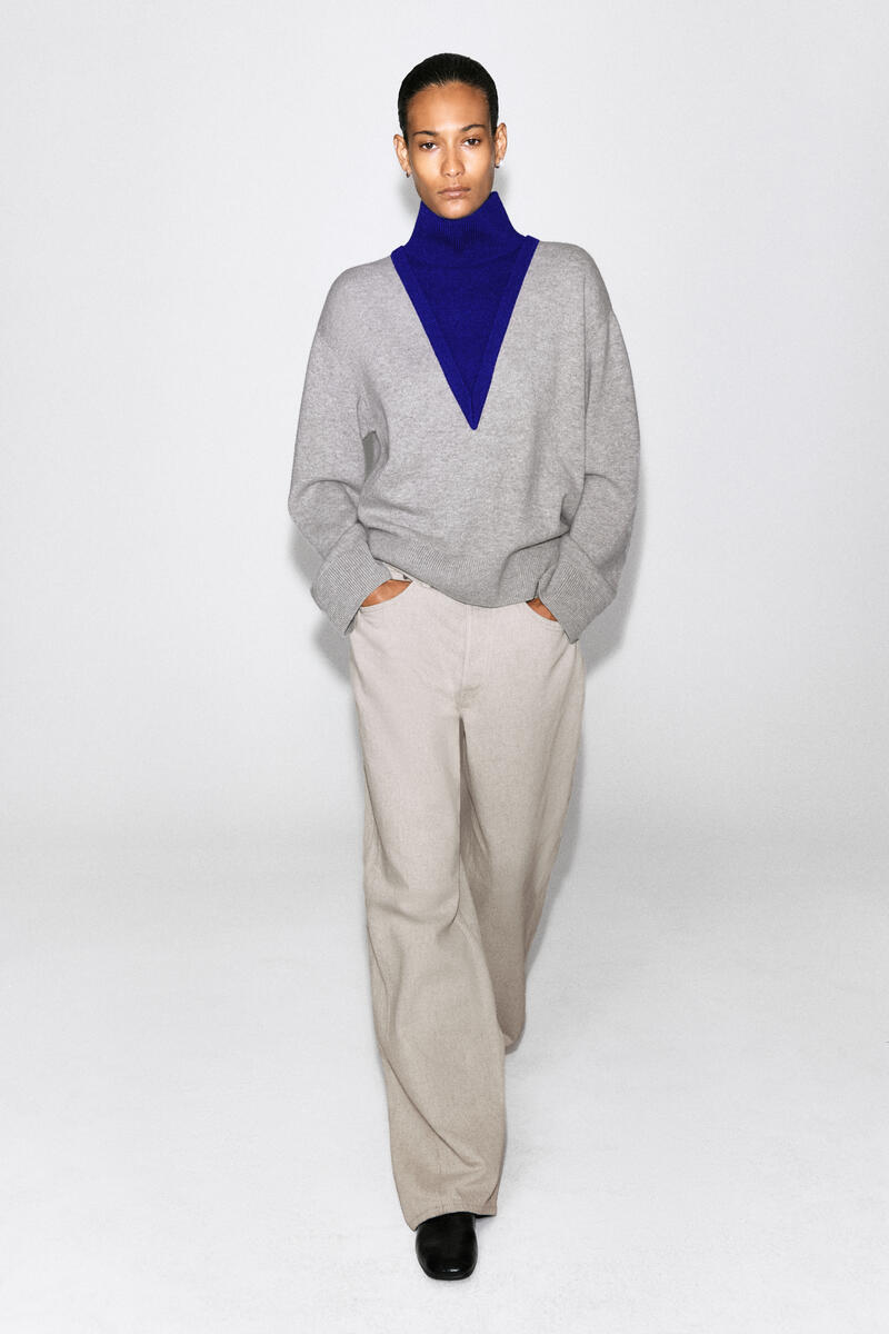 Layered Mock-Neck Merino Wool Sweater