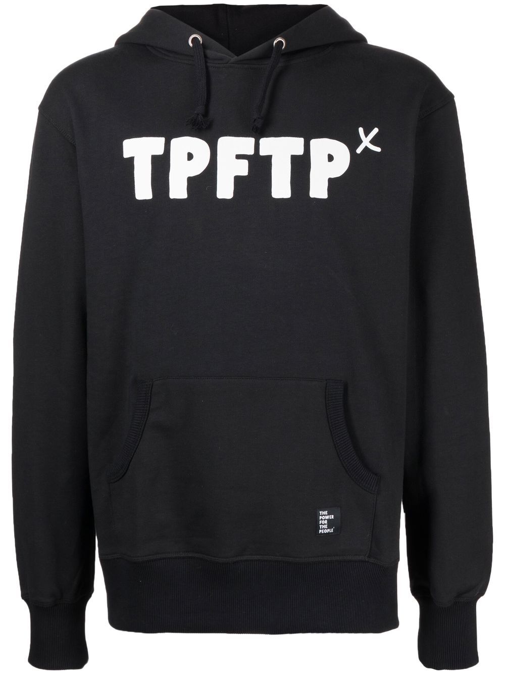 Logo print drawstring hoodie - Black