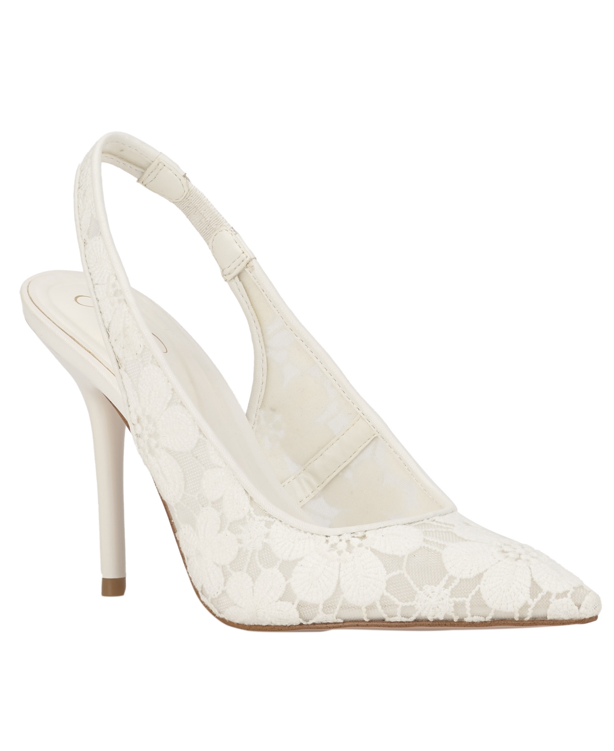 Women's Liliere Mesh Pointed-Toe Slingback Pumps - Bright White Dainty Floral Mesh