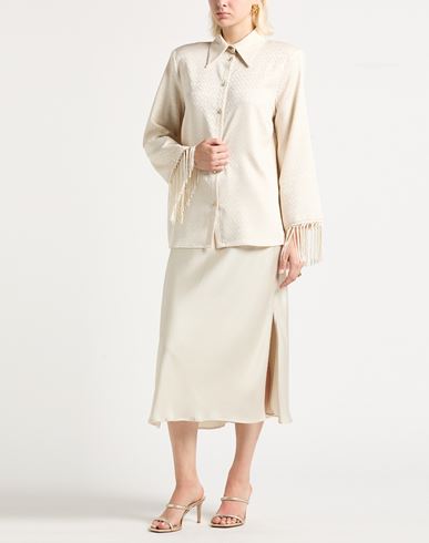 Woman Shirt Beige Size 8 Polyester, Elastane