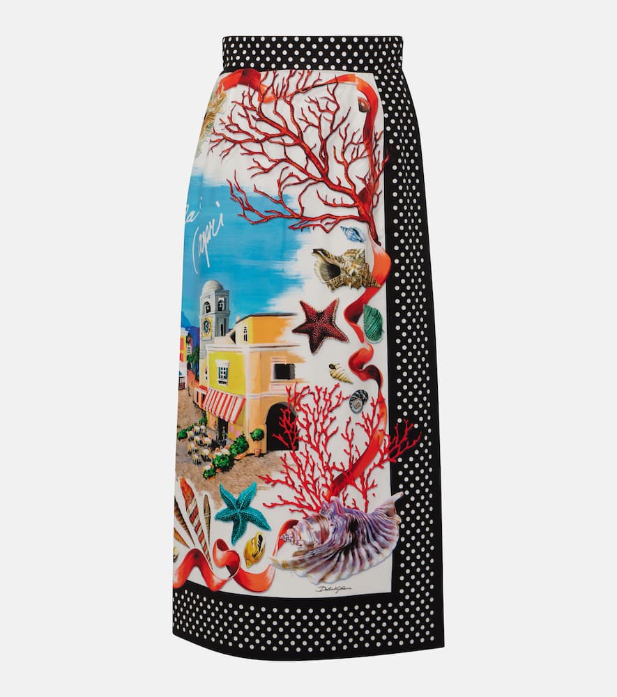 Capri printed cotton maxi skirt