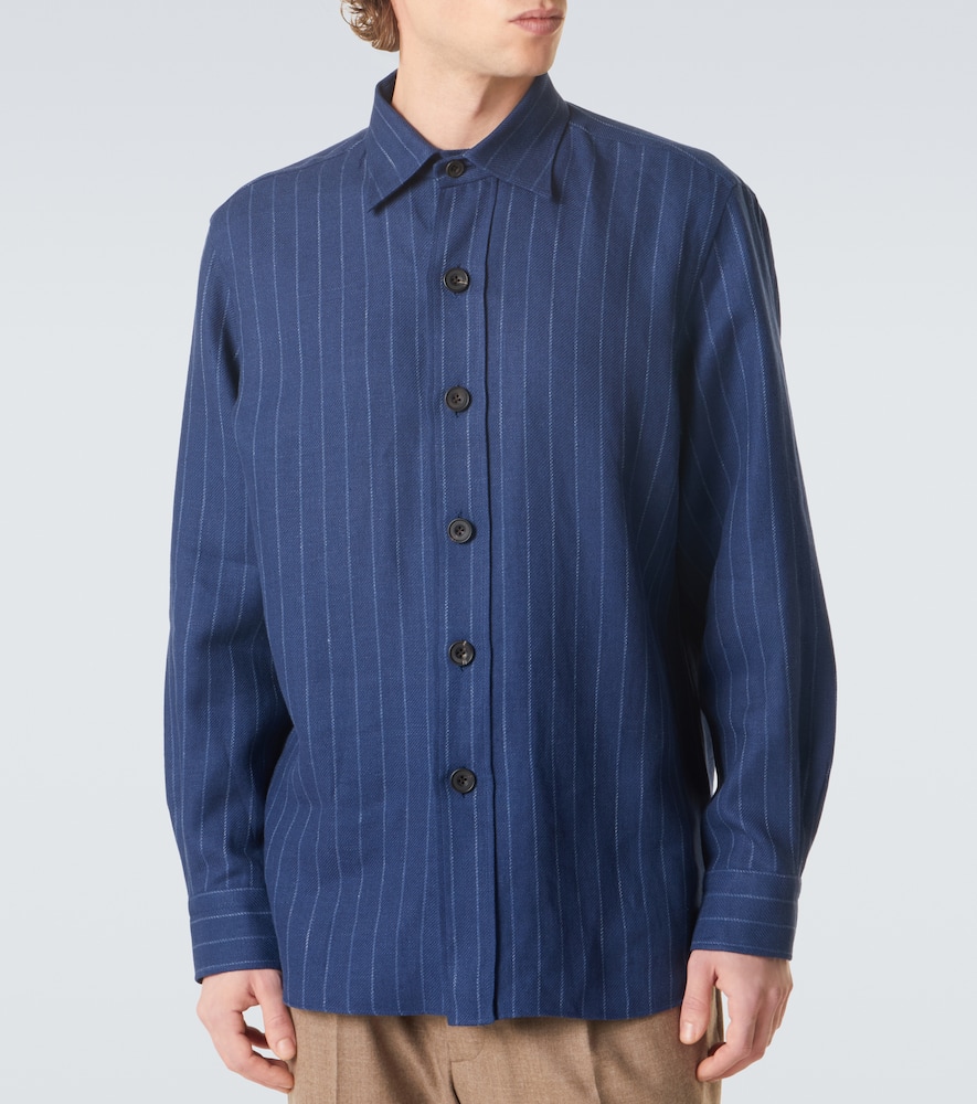Striped linen and wool shirt