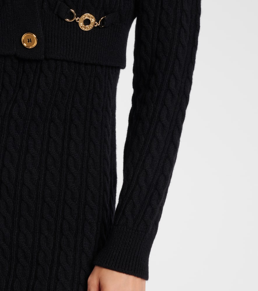 Cable-knit wool and cashmere cardigan
