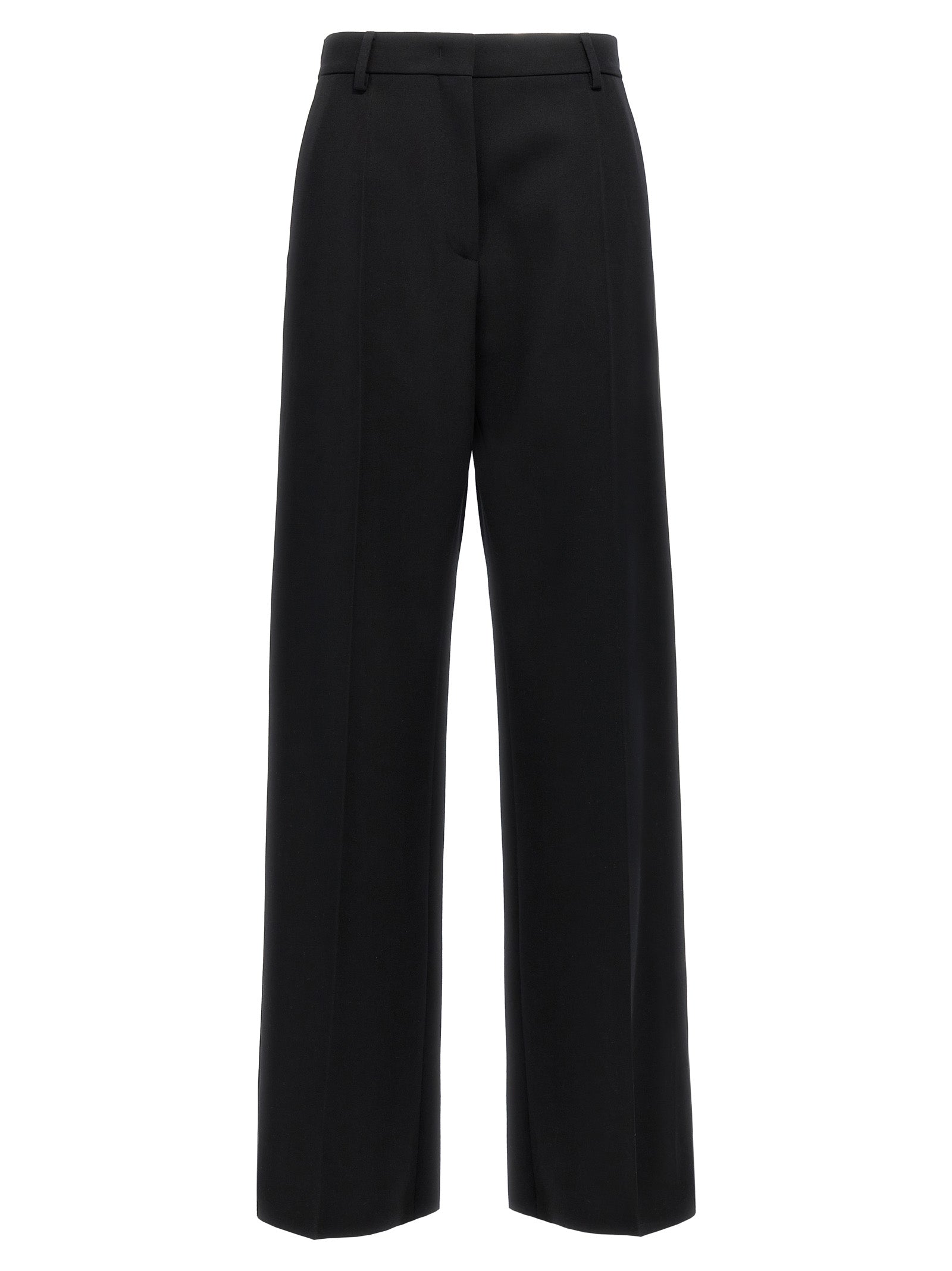 Virgin Wool Wide-Leg Trousers — Black