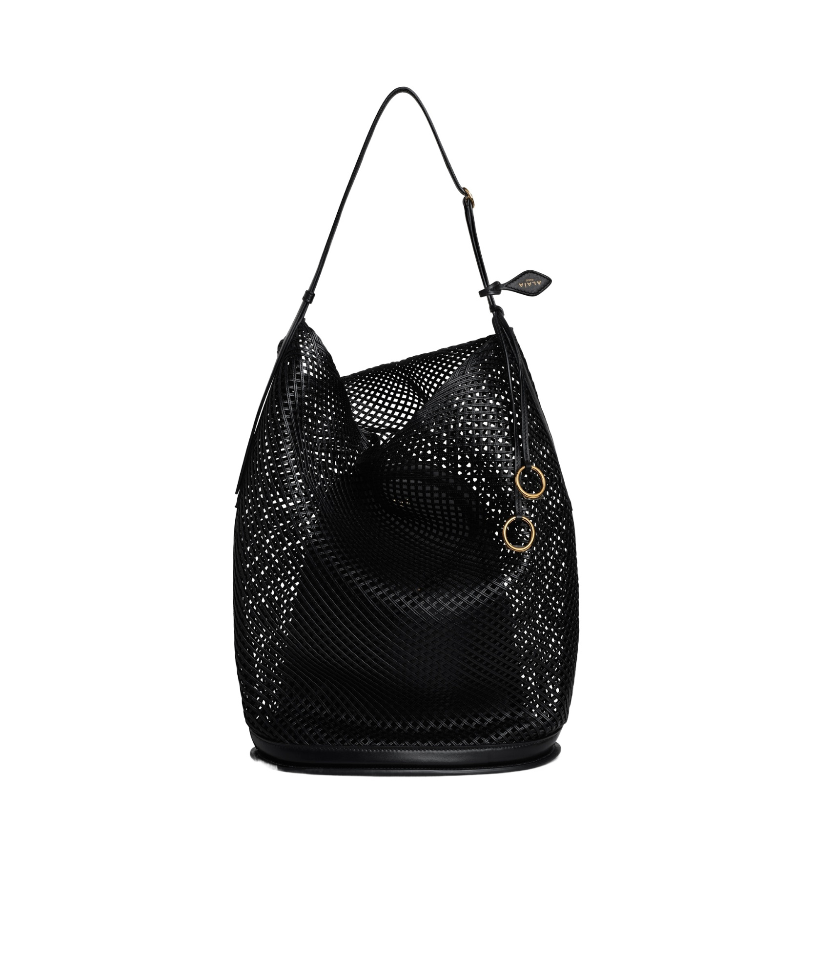 HIP LARGE BUCKET BAG IN LEATHER NET
