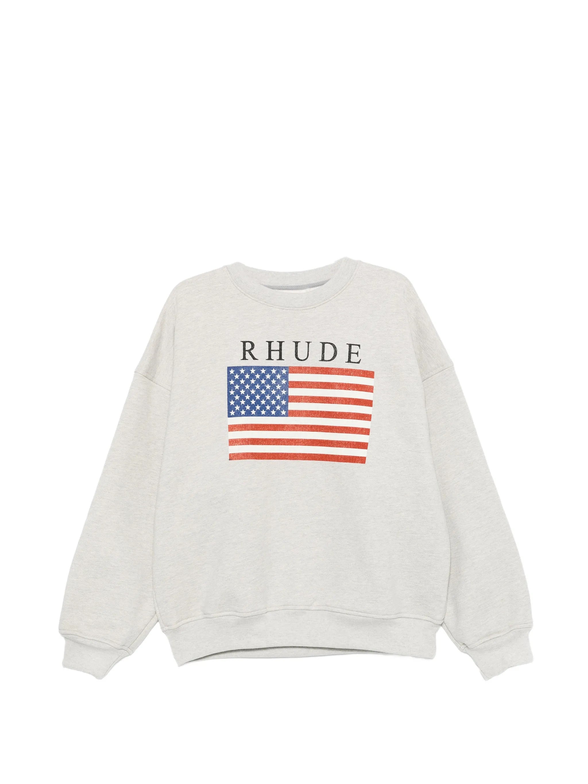 Men's Round Neck Cotton Sweatshirt with Ribbed Hems & Printed Front Panel