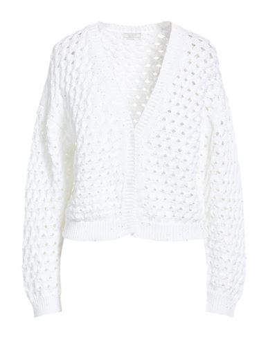 Woman Cardigan White Size 6 Cotton, Polyester