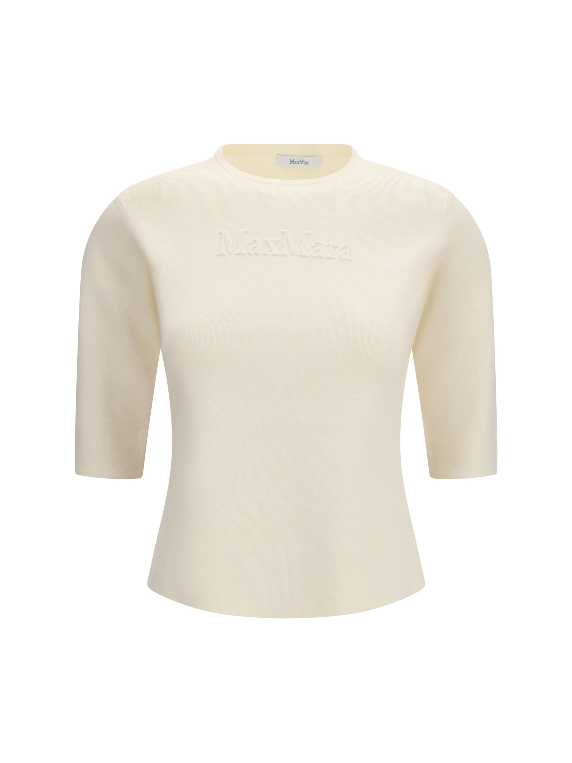 Embroidered Logo Viscose Blend T-Shirt — Beige