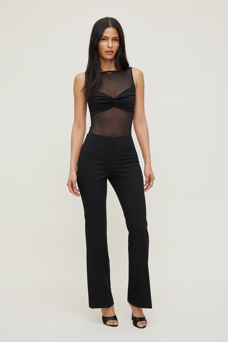 Sheer Mesh Bodysuit - Black - Women Clothing