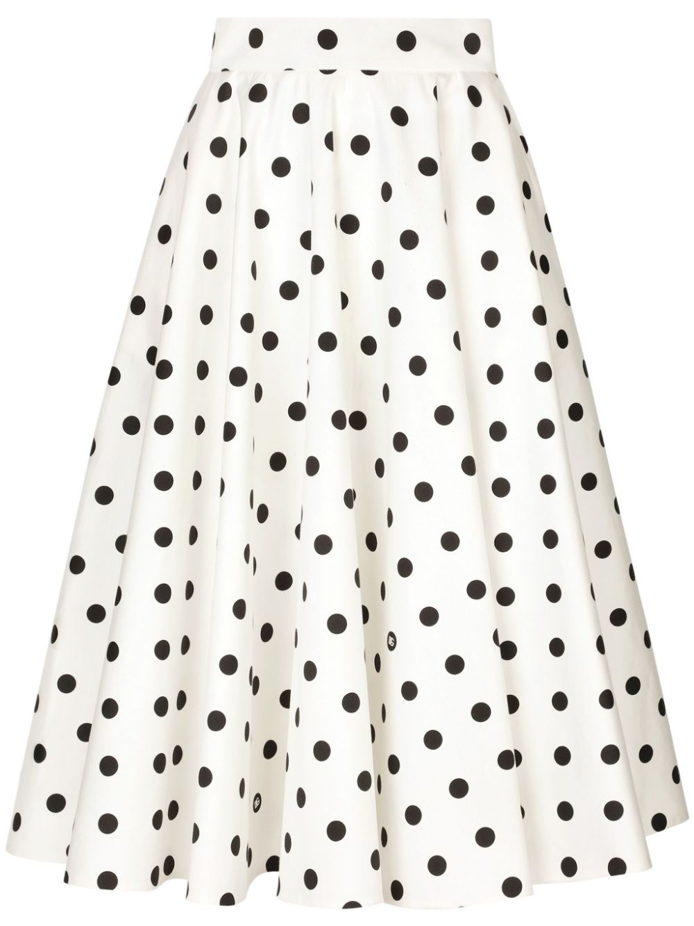 Polka-dot midi skirt - White