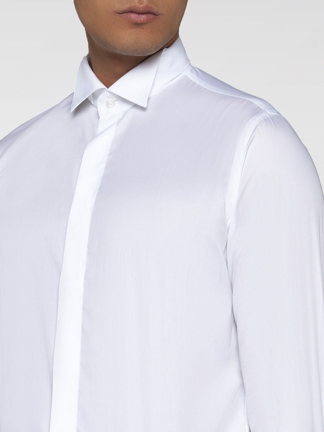 Wingtip-collar cotton shirt - White