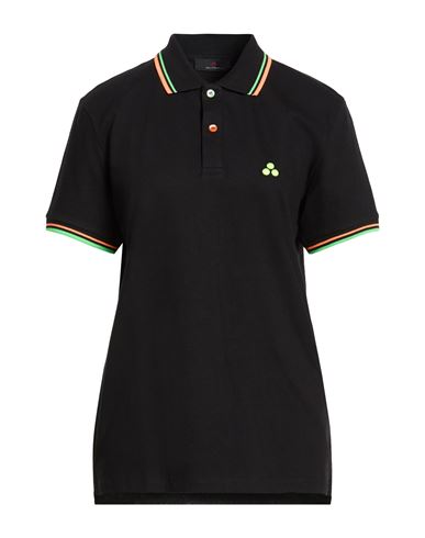 Woman Polo shirt Black Size S Cotton, Elastane