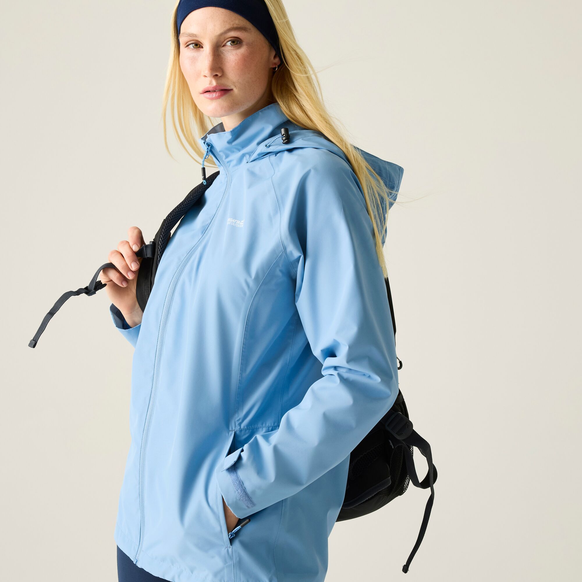 Regatta Daysha Ii Waterproof Hooded Shell Jacket In Light Blue