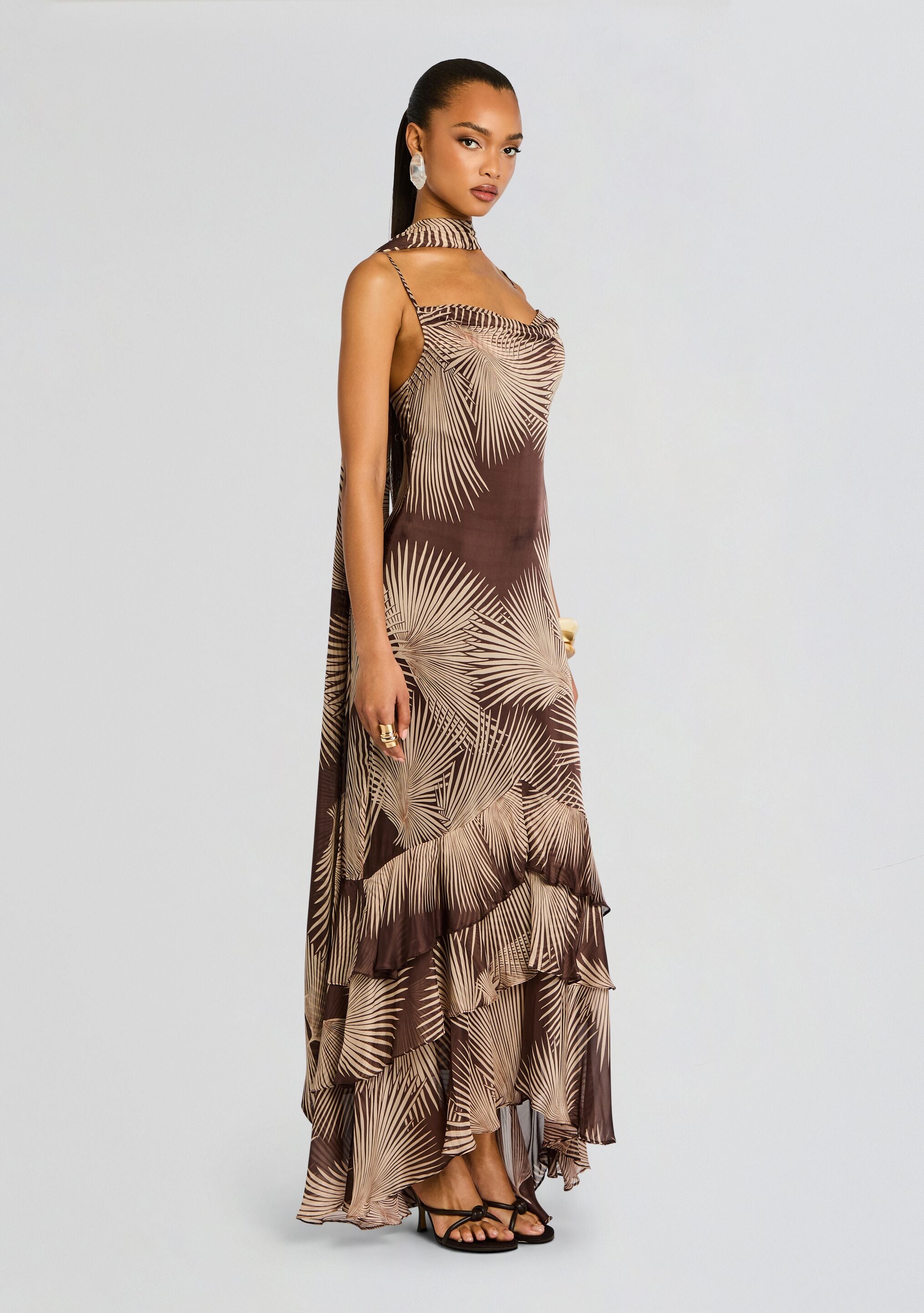 Cowl Maxi Dress With Sash