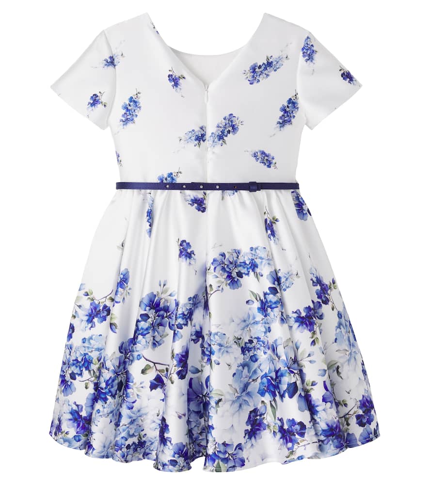 Bow-detail floral crêpe dress