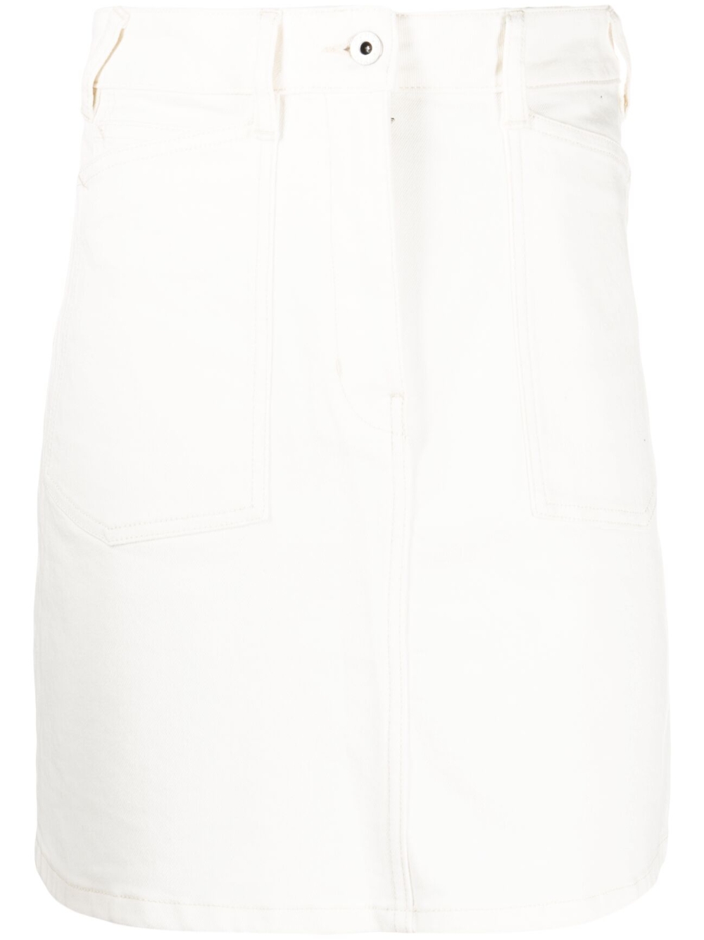 Logo-patch denim miniskirt - White