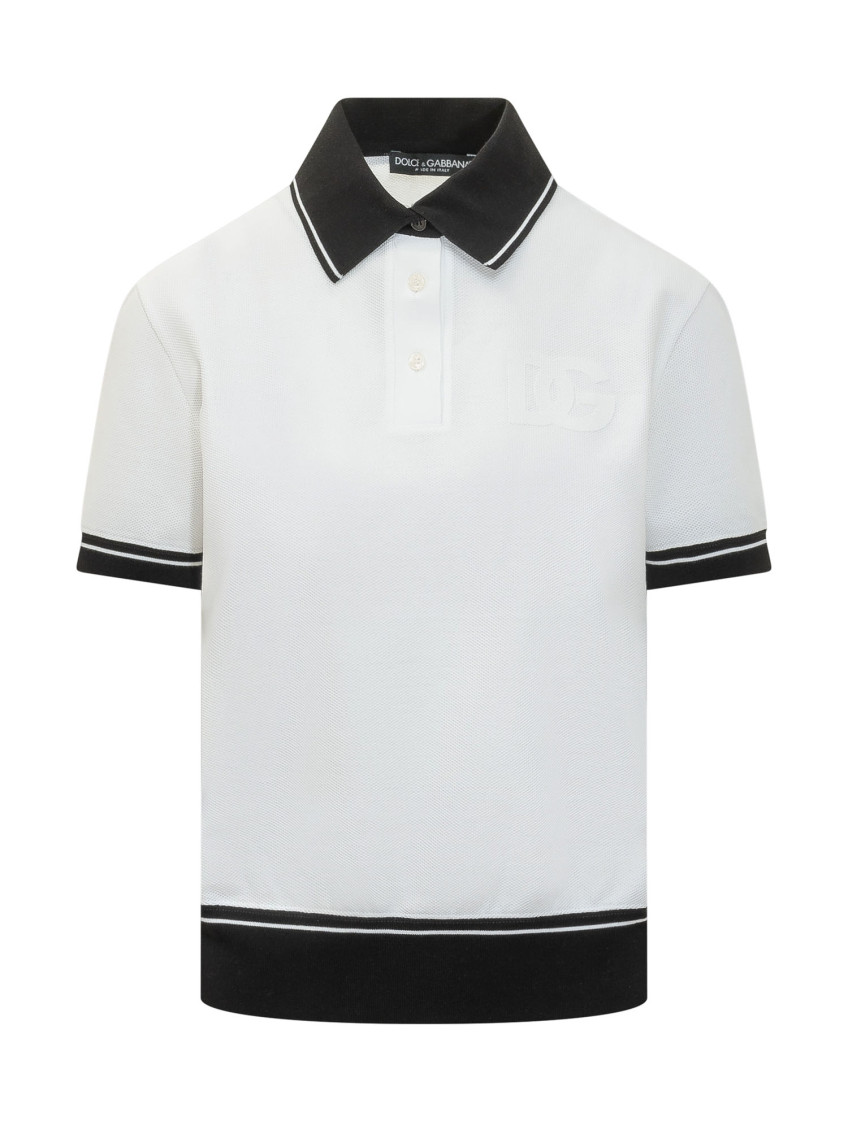 White Logo Shirt Collar Polo
