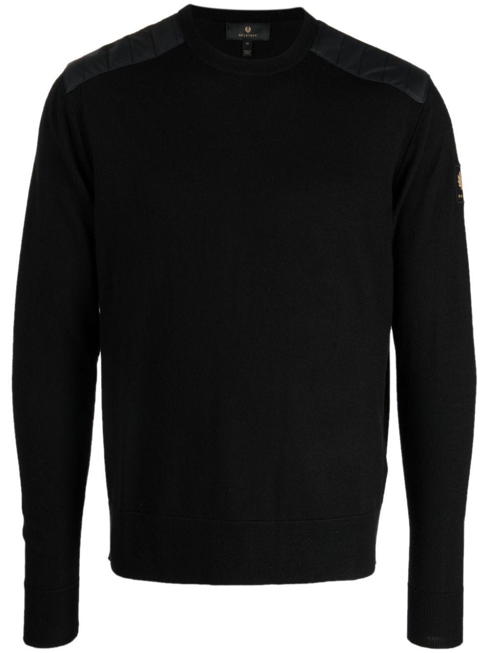 Logo-patch fine-knit wool sweater - Blue