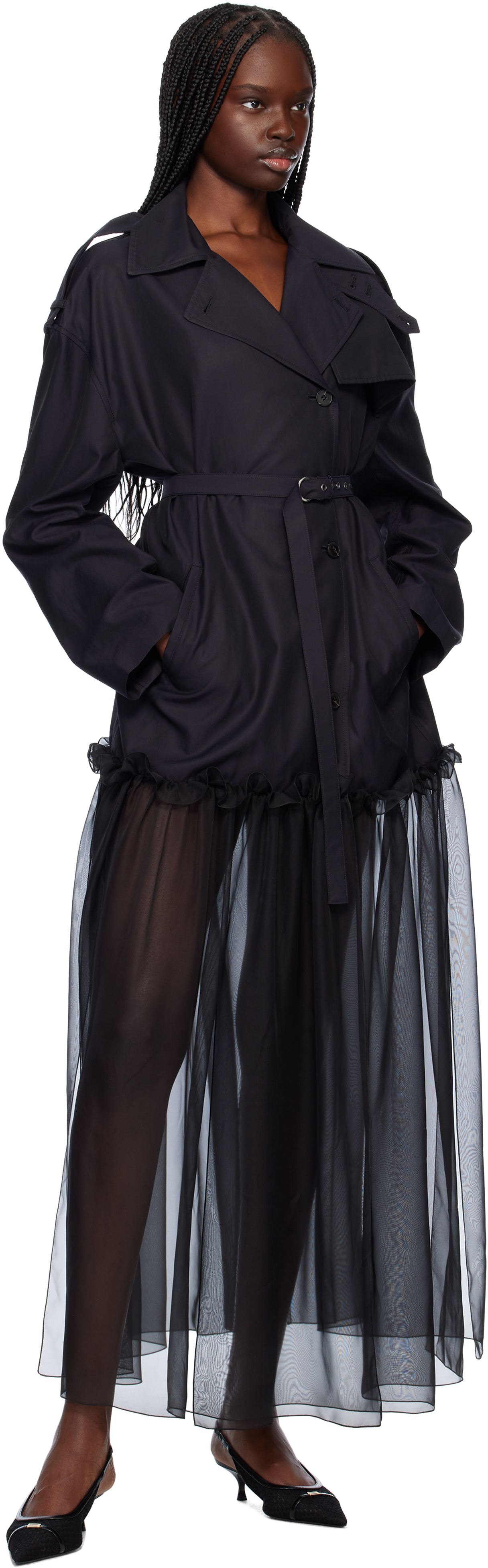 Nensi Dojaka Black Mia Hybrid Trench Coat