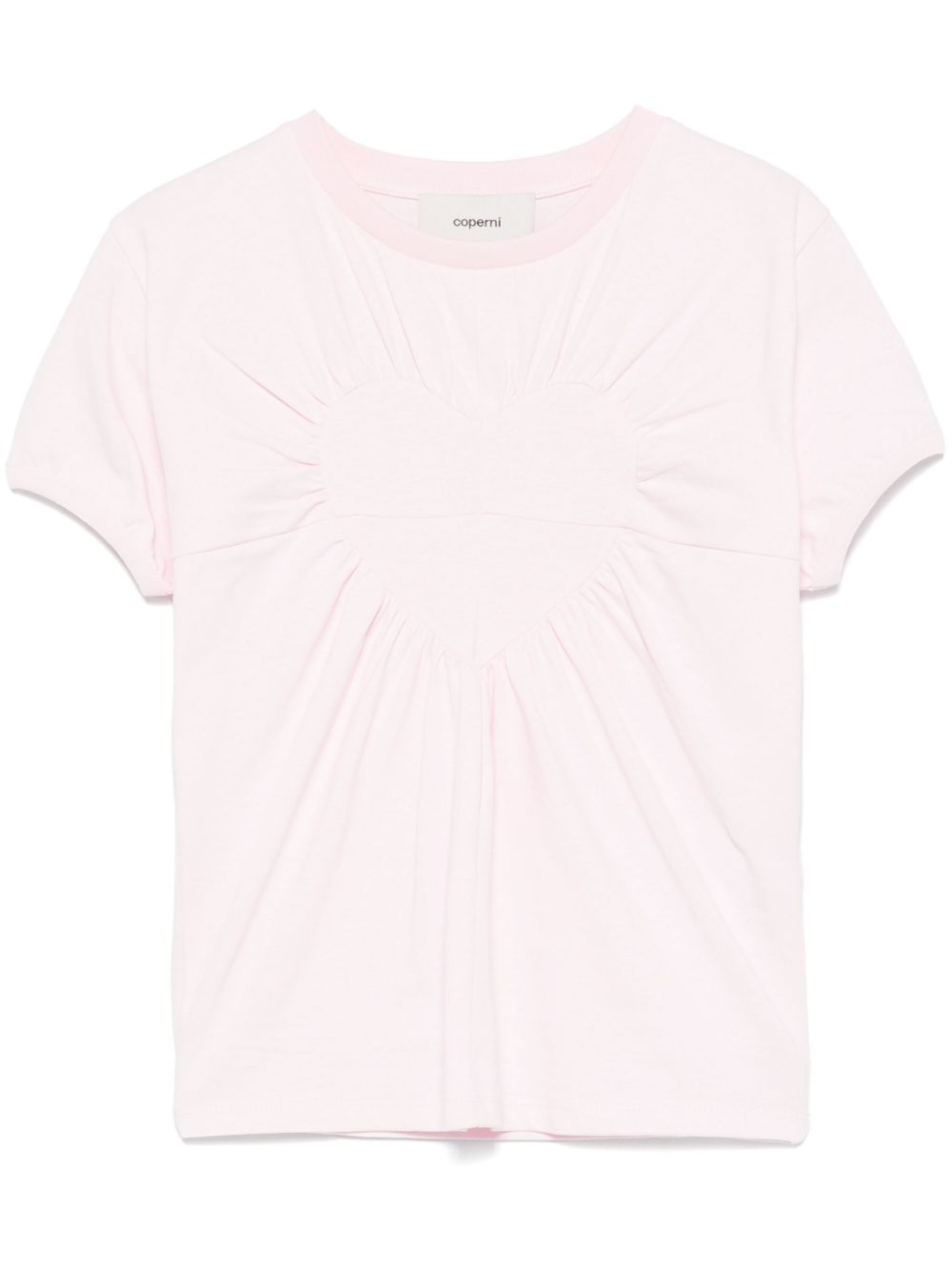 Gathered heart-motif T-shirt - Pink