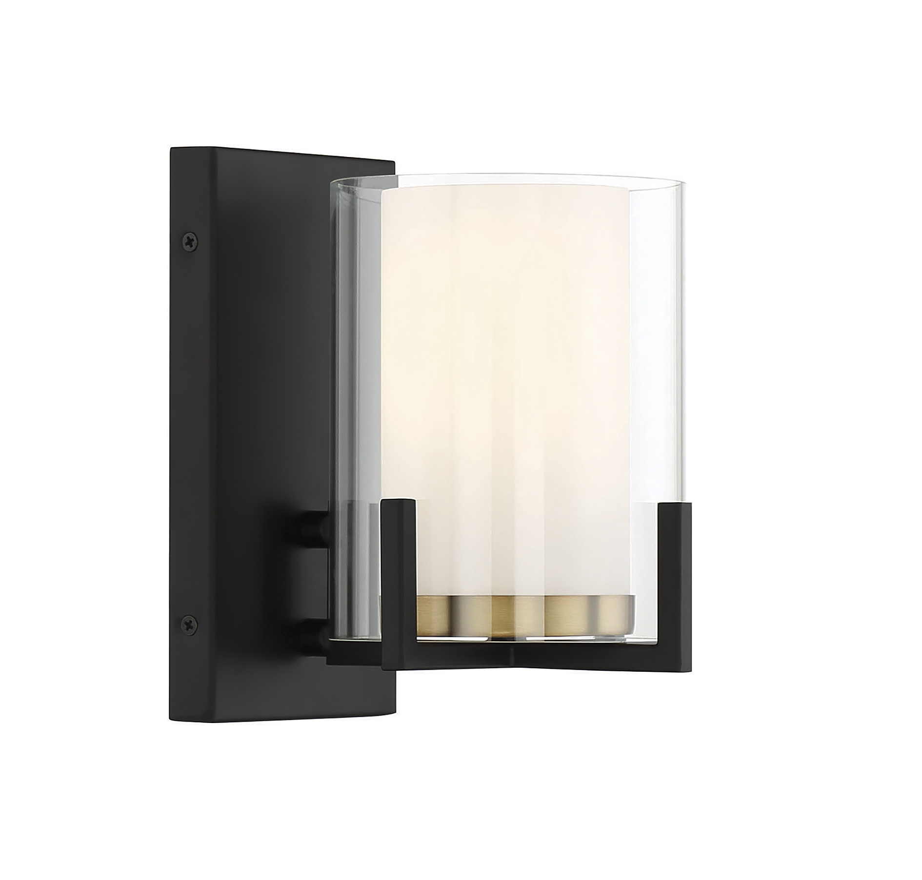 Eaton 1-Light Wall Sconce in Matte Black with Warm Brass Accent