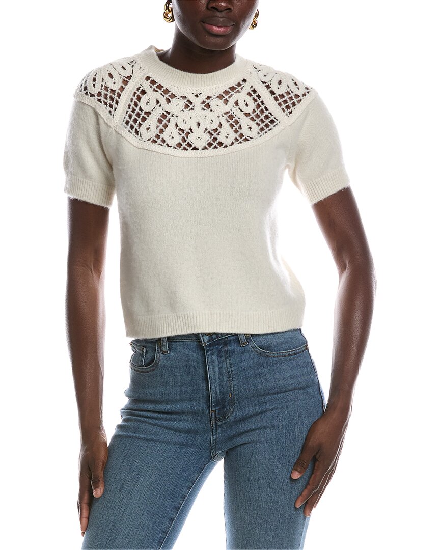 Frame The Lace Gathered Cashmere & Wool Sweater