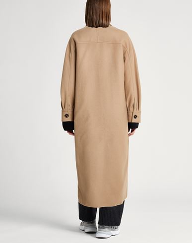 Woman Coat Sand Size 2 Virgin Wool, Cashmere