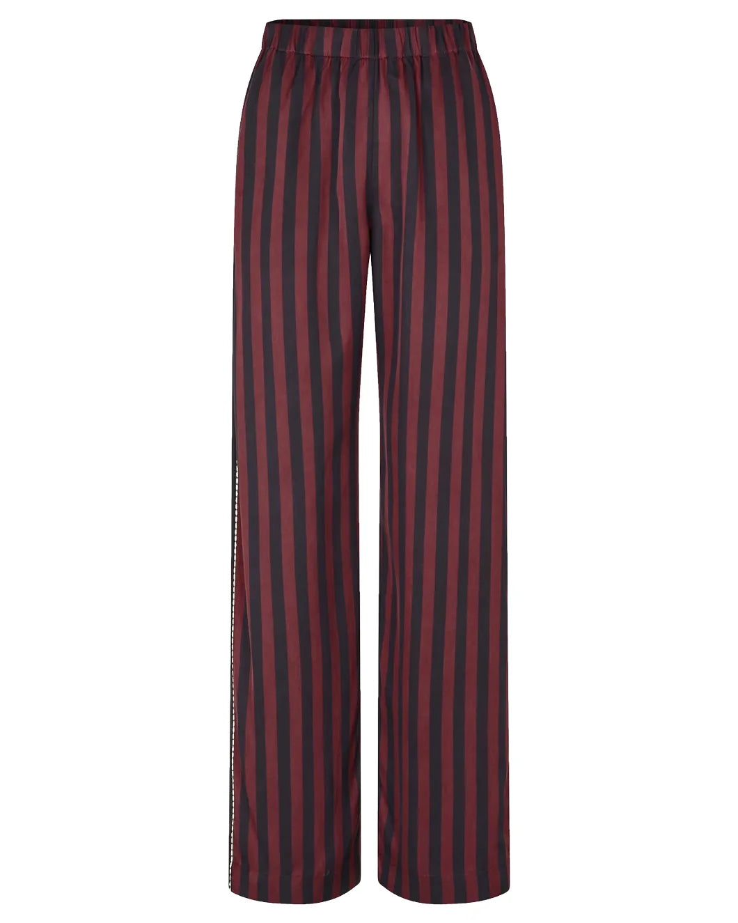Elasticated Long Pants Navy and Burgundy Wallpaper Stripes