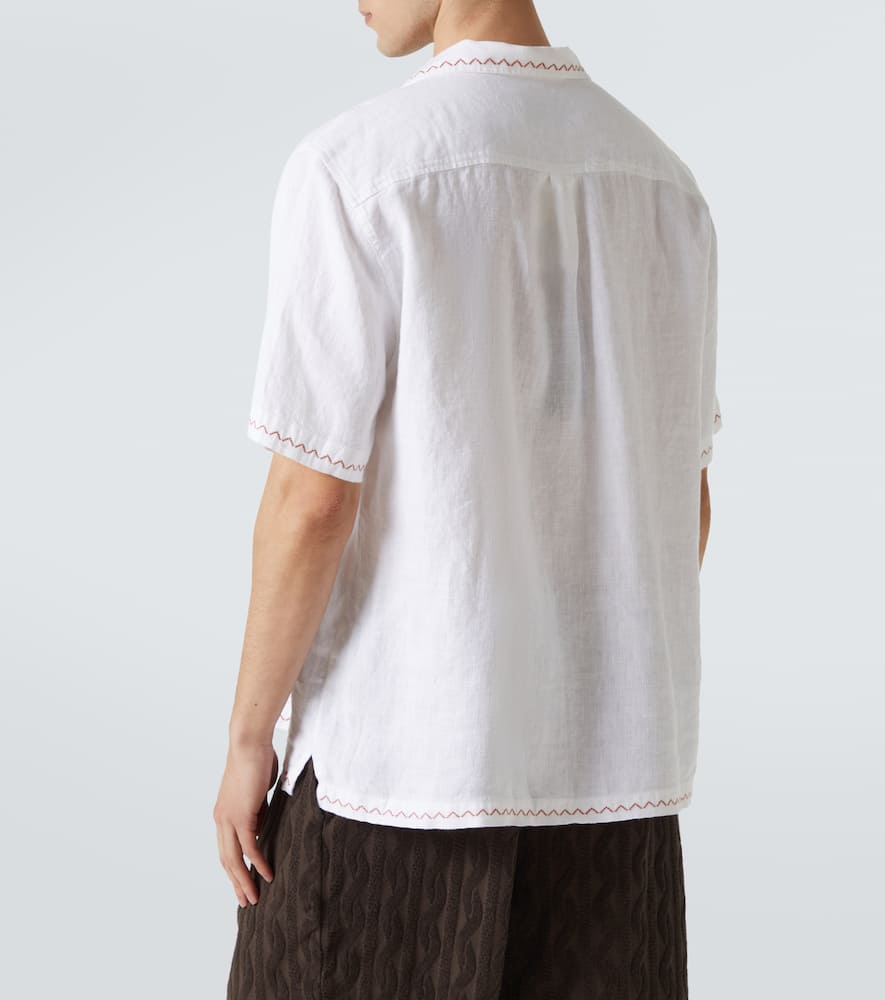 Flavio embroidered linen bowling shirt