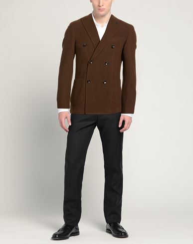 Man Blazer Dark brown Size 38 Virgin Wool, Elastane