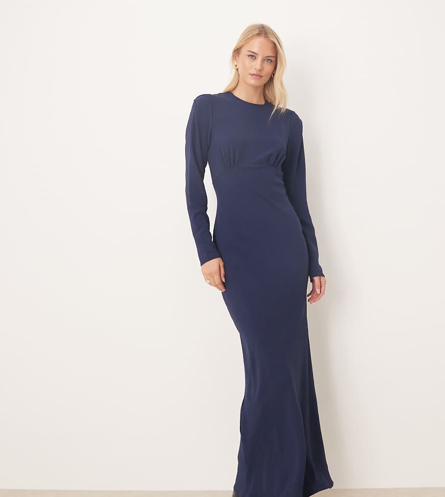 ASOS DESIGN Tall satin slip bias bust detail maxi dress in navy