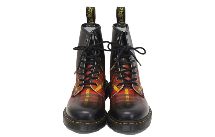 1460 Tartan Leather Boots Black/Orange/Red