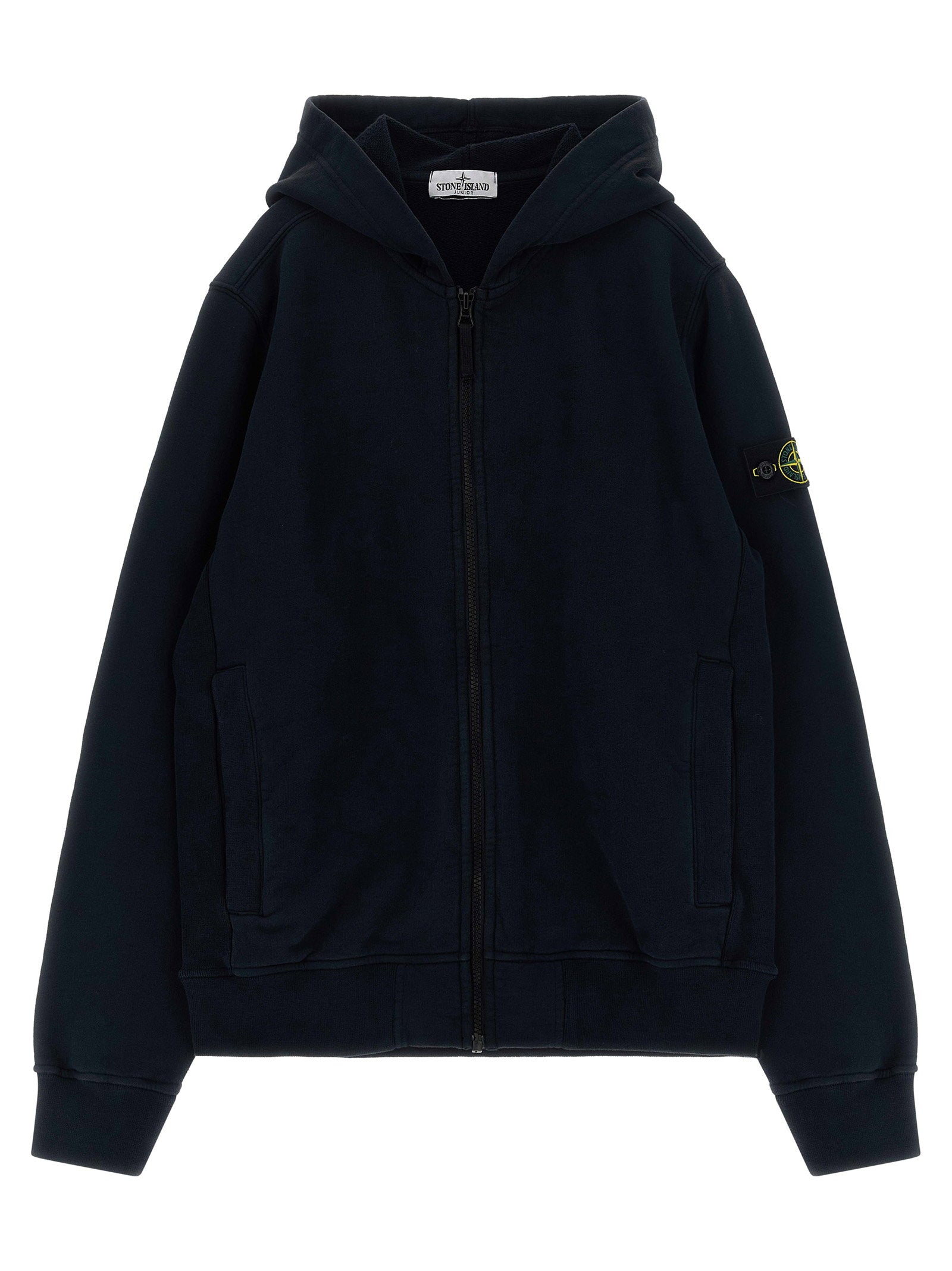 Badge Logo Cotton Hoodie — Navy