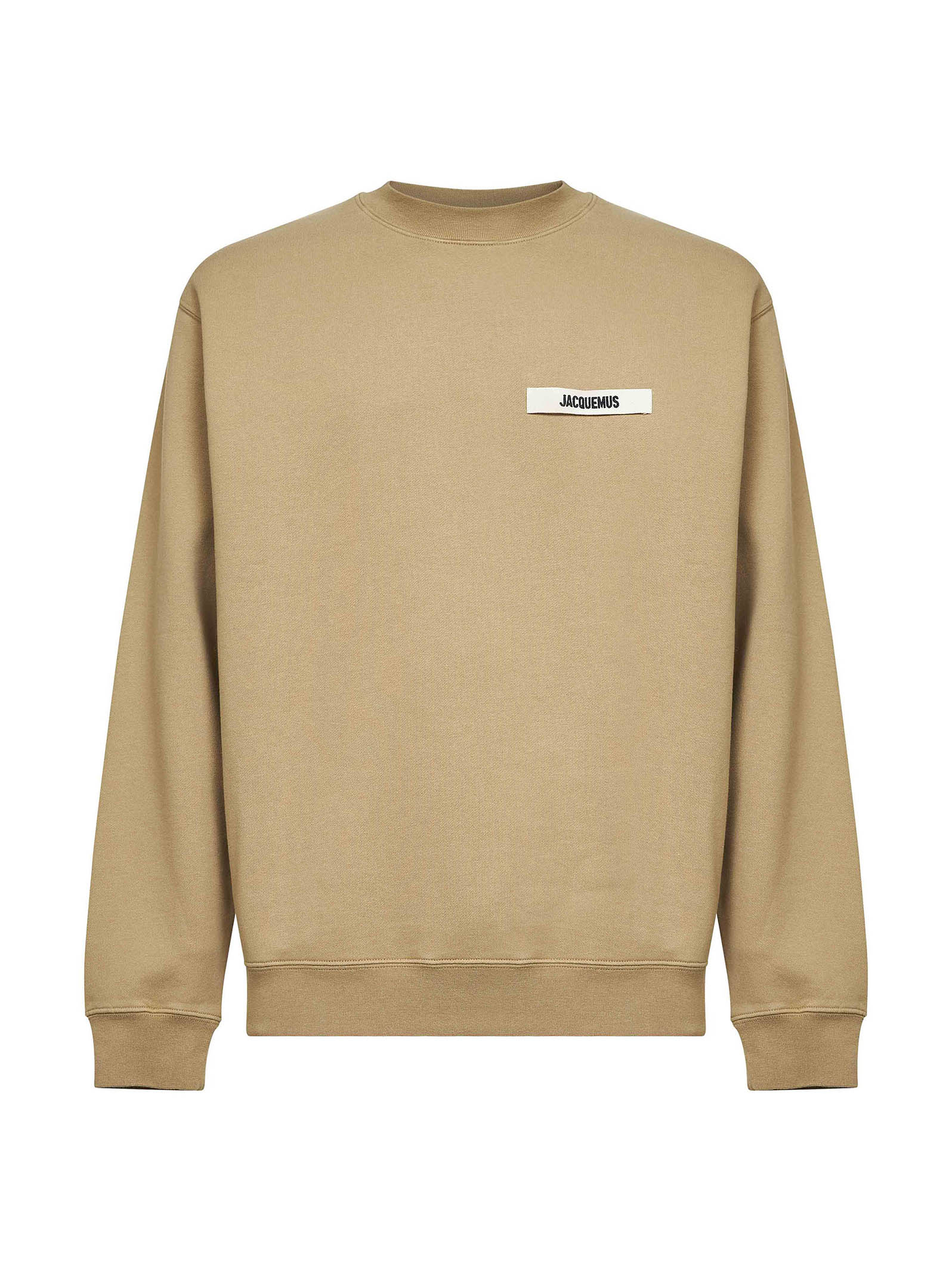 Embroidered Grosgrain Logo Sweatshirt — Beige