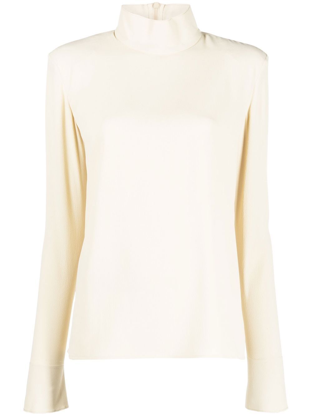 Raw-cut edge long-sleeved top - Neutrals