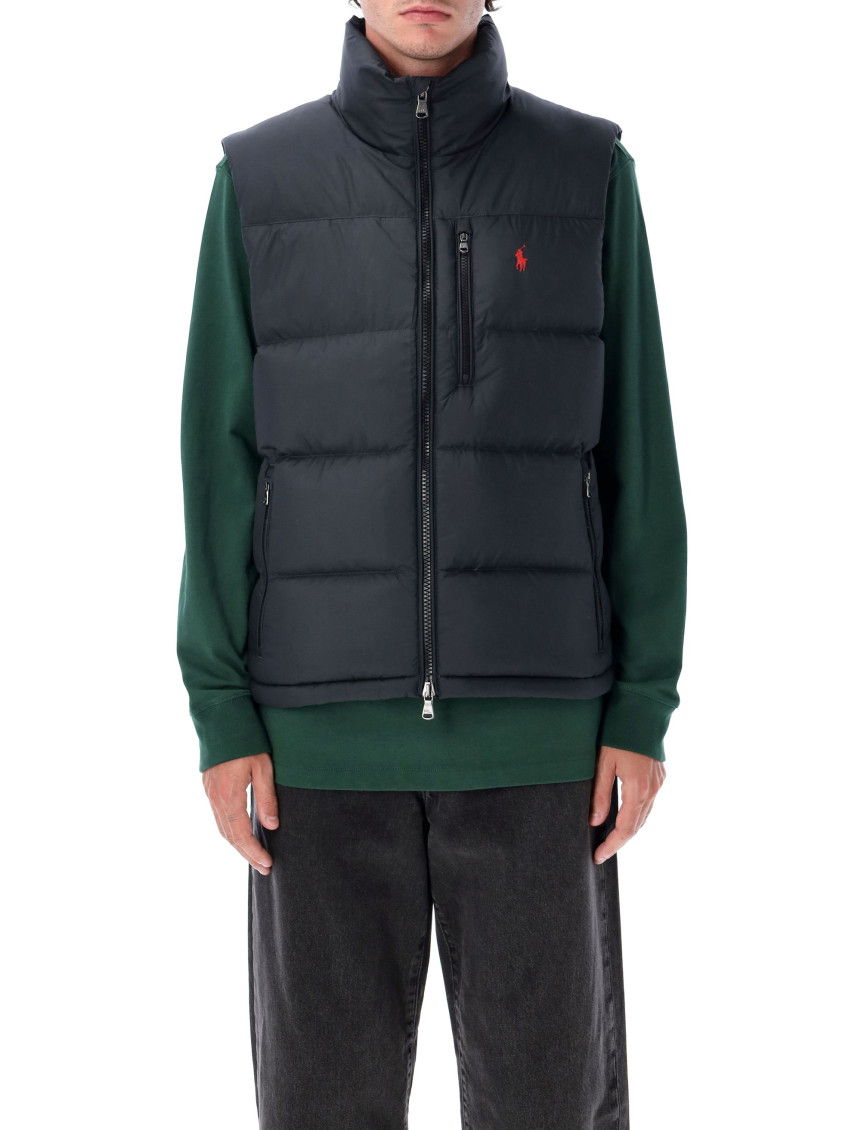 Black Polyester Sleeveless Jacket